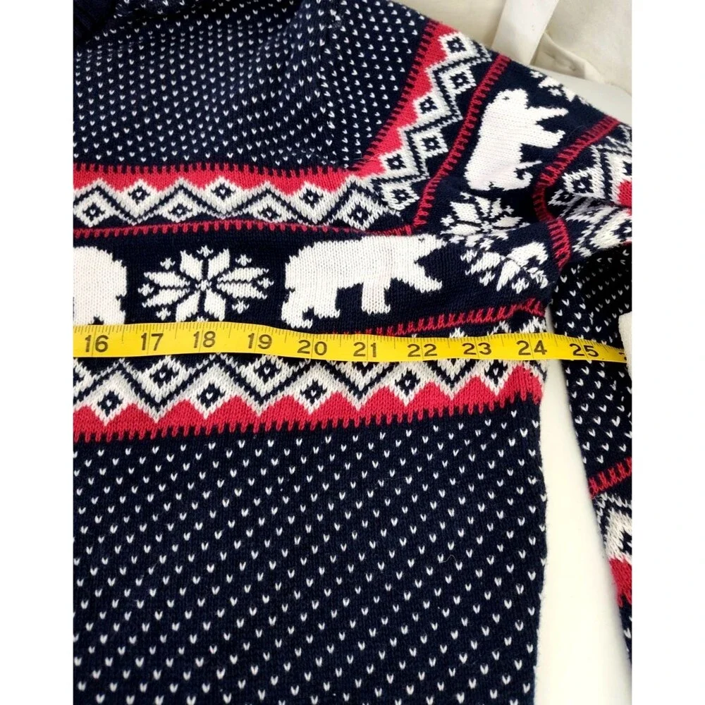 Aspen Christmas Polar Bear Fair Isle Navy Crew Neck Sweater Men's Size XL Large